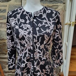 ALEX EVENINGS evening jacket size small, black with soft pink detail